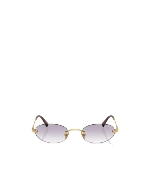 Miu Miu Metallic Eyewear Oval Frame Sunglasses