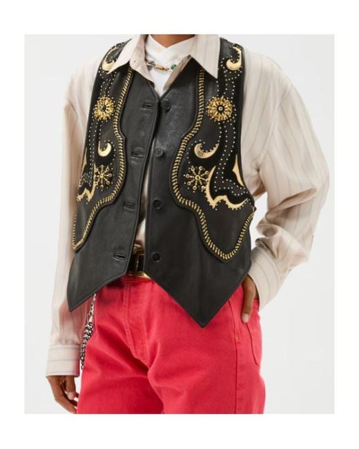 Versace Black Beaded Embellished Button-Up Waistcoat