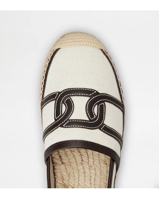 Tod's White Kate Chain-Pattern Espadrilles