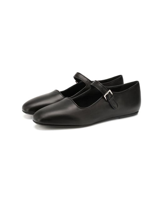 The Row Black Ava Mary Jane Flats