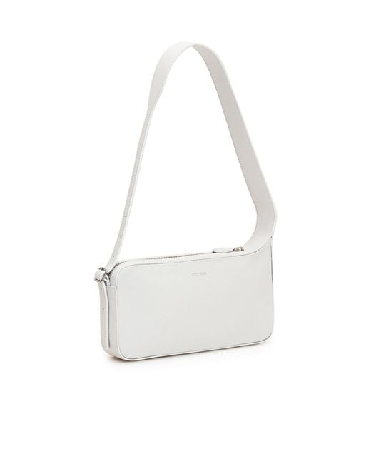 Courreges White Courrèges Logo Printed Zip-Up Shoulder Bag