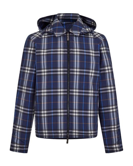 Burberry Blue Spread-Collar Hooded Jacket for men