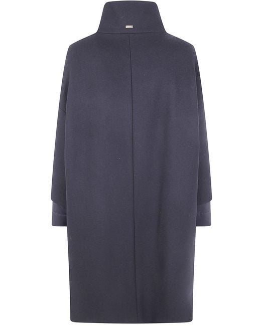 Herno Blue Funnel-Neck Long Jacket
