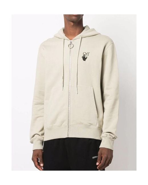 Off-White c/o Virgil Abloh Natural Bubble Arrow-Logo Slim Zip-Front Hoodie for men