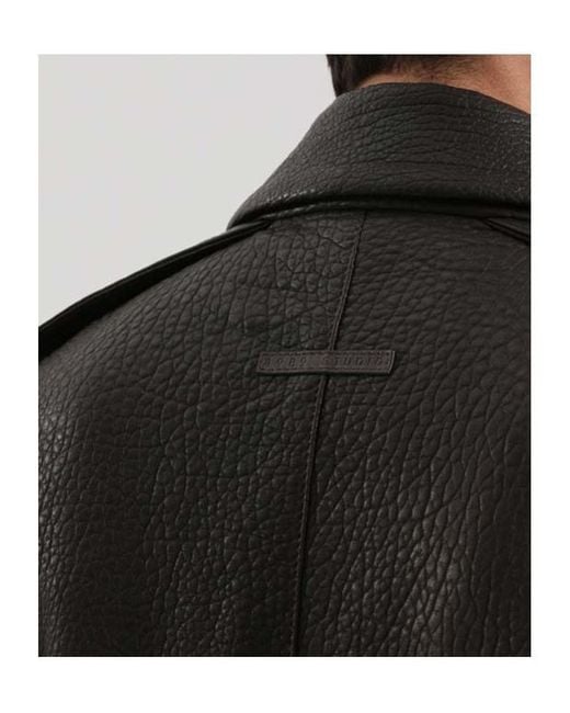 1989 STUDIO Black Press-Stud Leather Jacket for men