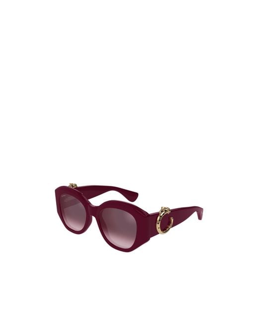Cartier Purple Panthere Square Frame Sunglasses