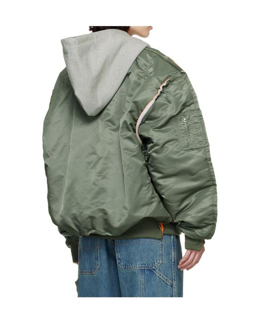 Vetements Green X Alpha Industries Collaboration Hooded Bomber Jacket