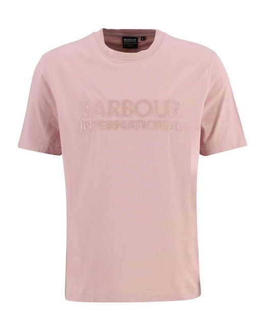 Barbour Pink Logo T-Shirt for men