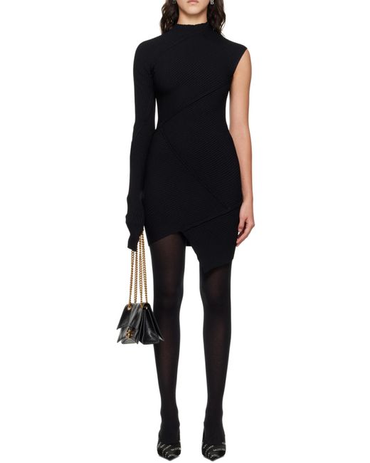Balenciaga Black One-Shoulder Mini Dress