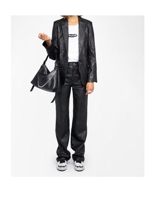 Zadig & Voltaire Black Valse Leather Blazer