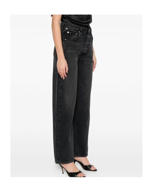 Citizens of Humanity Black Ayla High-Rise Wide-Leg Jeans
