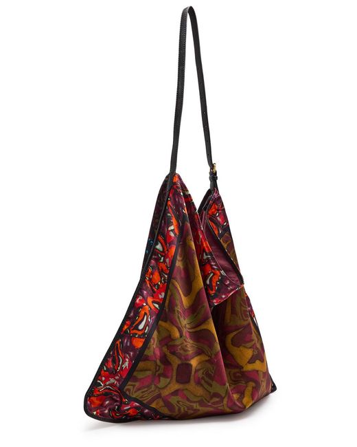 Dries Van Noten Purple Scarf Large Leather And Satin Tote