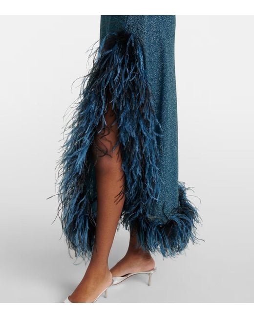 Oseree Blue Backless Midi Dress
