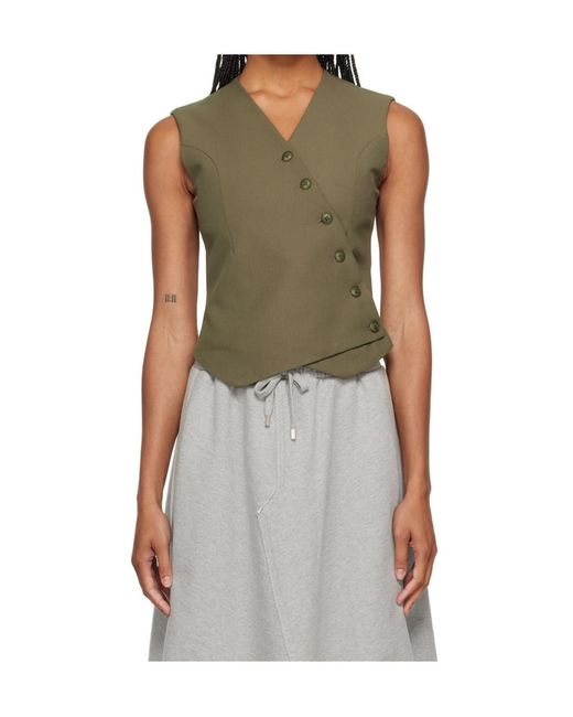 Frankie Shop Green Sleeveless Button-Fastening Top