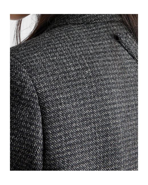 Prada Black Double-Breasted Gingham-Checked Mouliné Wool Coat