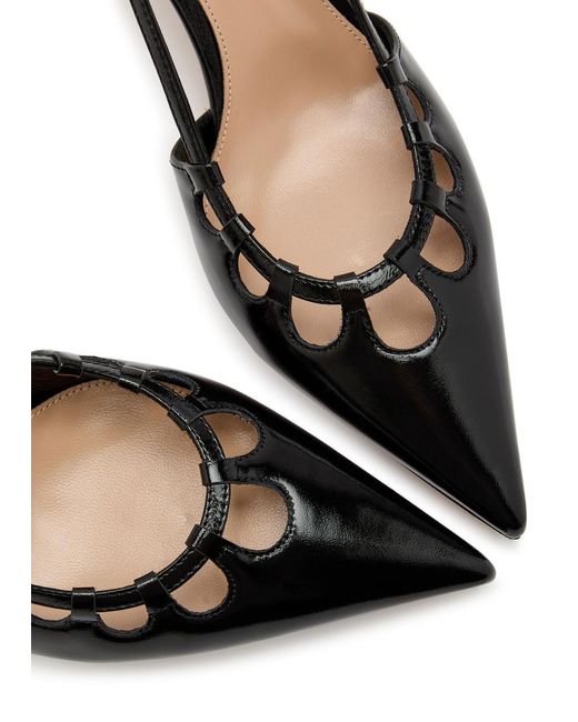 Gianvito Rossi Black Eloise 55 Cut-Out Patent Leather Slingback High-Heeled Sandals