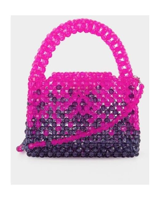 Germanier Pink Bead-Embellished Top Handle Bag