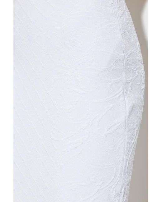 Balmain White Jacquard-Knit Long Skirt
