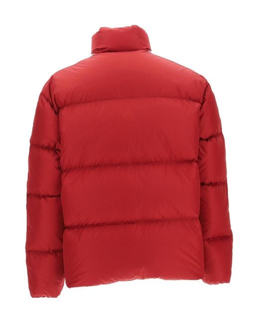 Palm Angels Red Logo-Print Down-Feather Padded Jacket for men