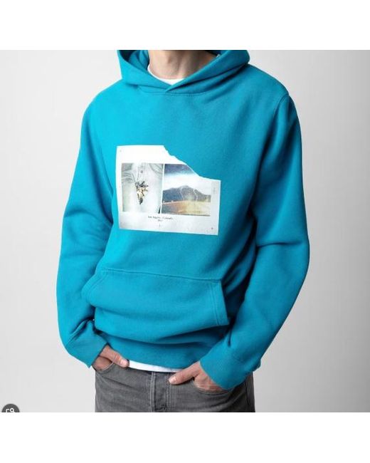Zadig & Voltaire Blue Sanchi Photograph-Print Cotton Hoodie for men
