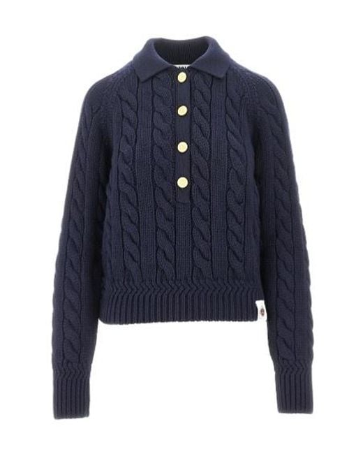 Bally Blue Logo Patch Buttoned Jumper