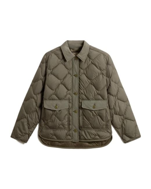 Woolrich Green Heritage Stand Up Collar Quilted Jacket