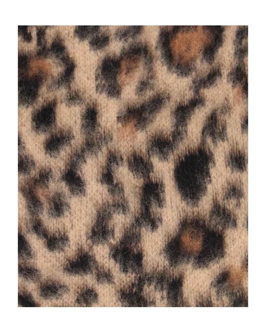 Nili Lotan Brown Leopard Printed Brushed Sweater