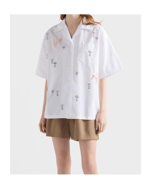 Prada White Short-Sleeved Button-Up Shirt