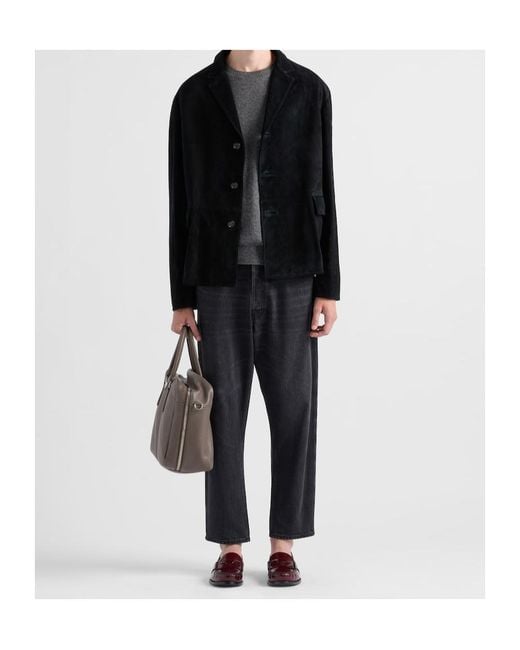 Prada Black Single Breasted Long-Sleeved Jacket for men
