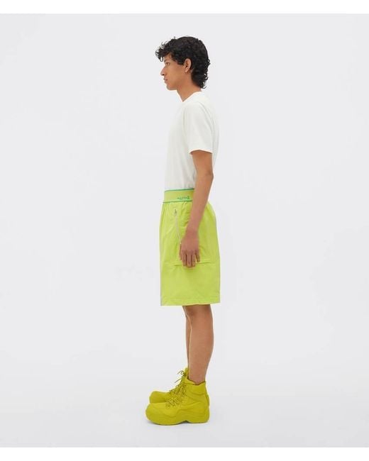 Bottega Veneta Green Elasticated Waistband Reverse Logo Shorts for men
