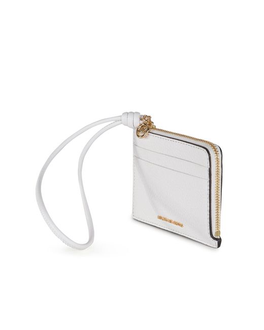 MICHAEL Michael Kors White Jet Set Small Pebbled Leather Wristlet Card Case