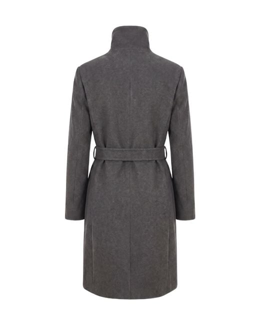 Pinko Gray Belted Button-Down Coat