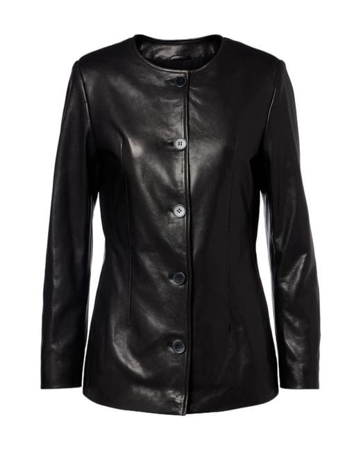 Nour Hammour Black Long-Sleeved Leather Jacket