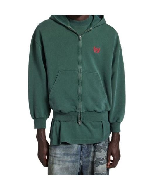 Balenciaga Green Laurel Classic Zip-Up Hoodie for men