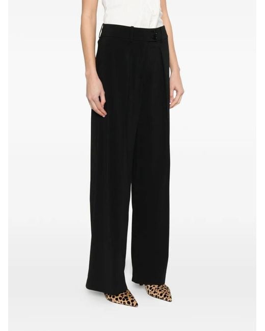 Patrizia Pepe Black Button Pleated Trousers