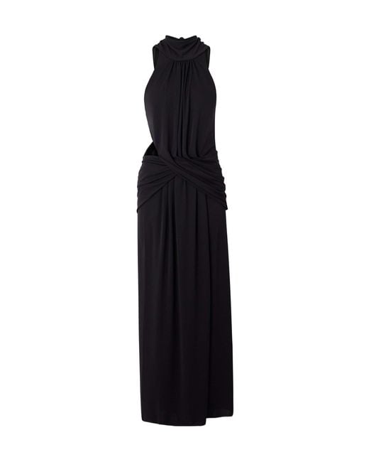 Johanna Ortiz Black Draped Stretch-Jersey Maxi Dress