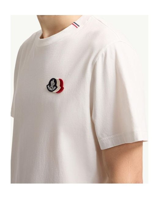 Moncler White Logo Patch Crewneck T-Shirt for men