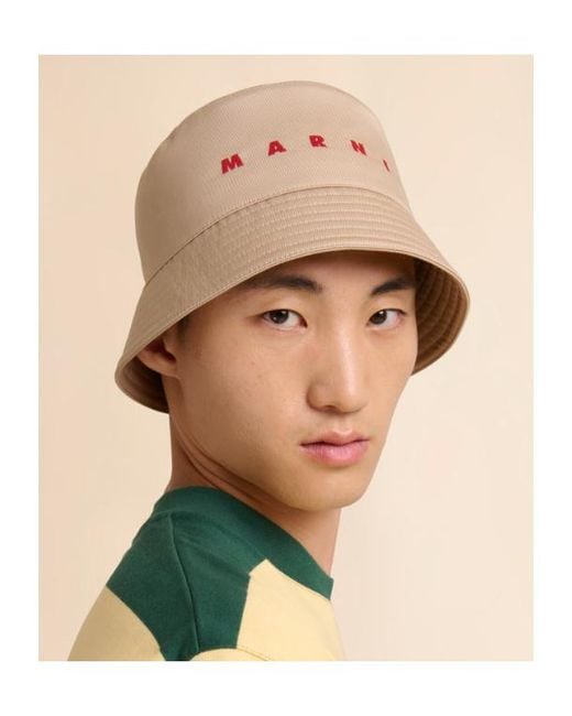 Marni Natural Water-Repellent Gabardine Bucket Hat for men