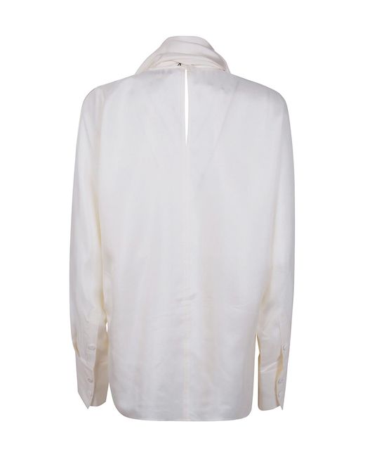 Rohe White Silk Scarf Blouse