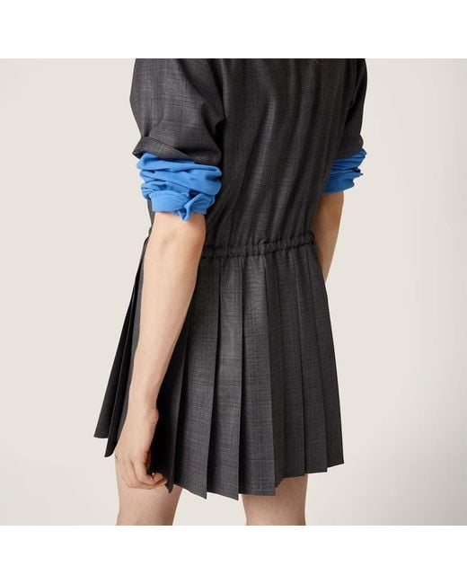 Miu Miu Black Drawstring Pleated Dress