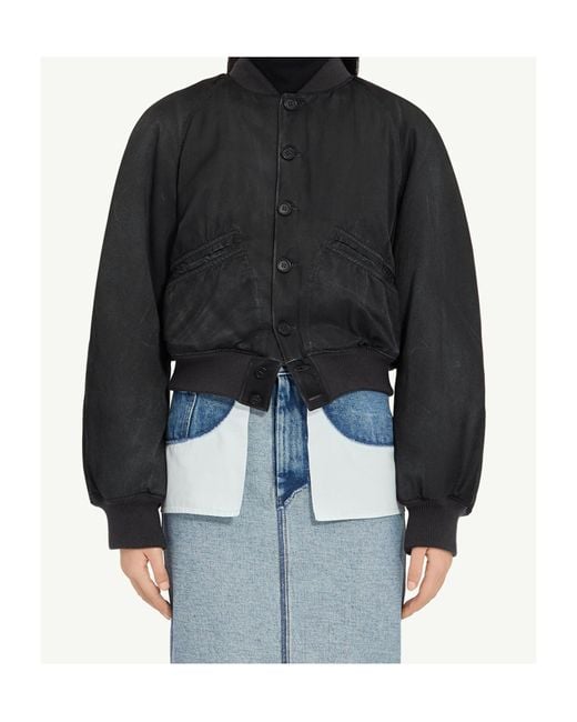 MM6 by Maison Margiela Black Raglan-Sleeved Bomber Jacket