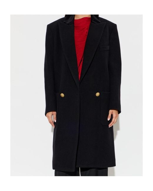 Balmain Black Double-Breasted Tailored Coat