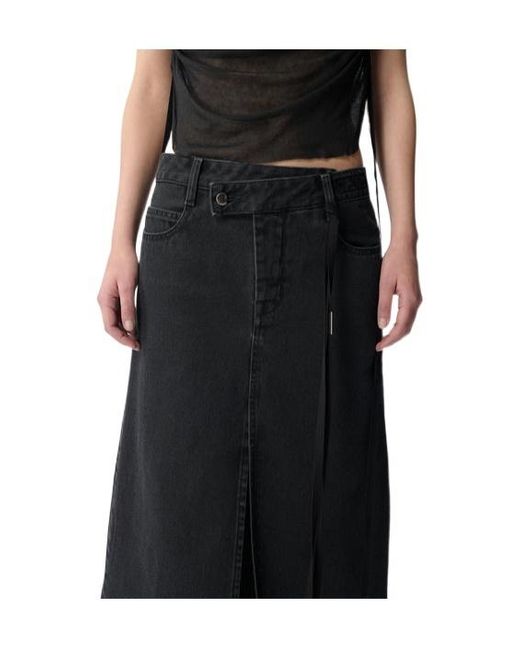 Ann Demeulemeester Black Silya Long Asymmetric Denim Skirt