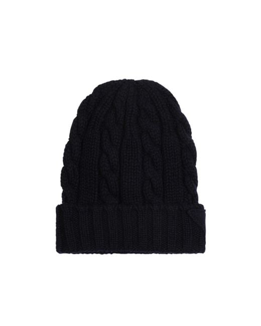 Prada Black Turn-Up Brim Knitted Beanie for men