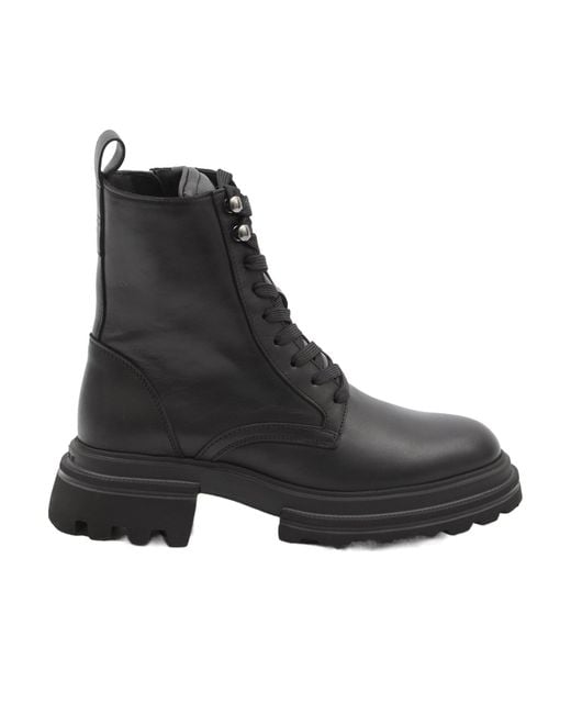 Hogan Black Chunky-Sole Lace-Up Ankle Boots
