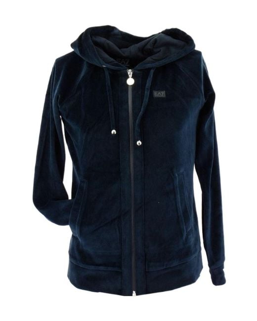 EA7 Blue Logo Hooded Casual Coat