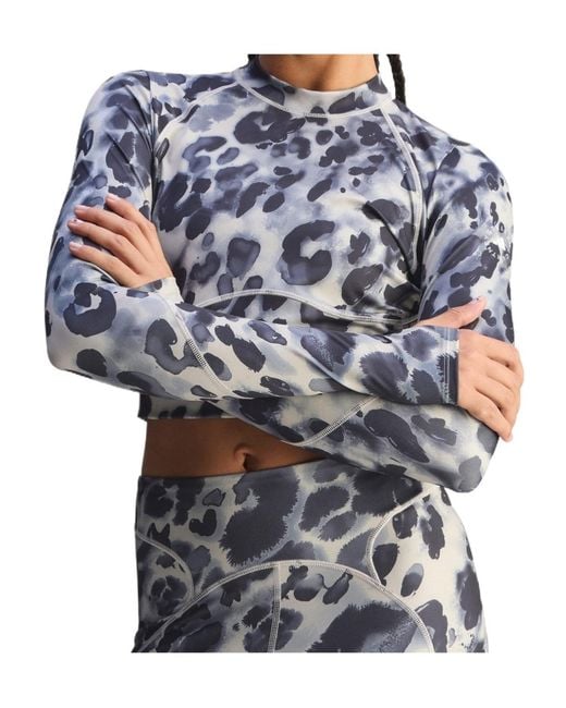 Adidas By Stella McCartney Blue Animal-Pattern Compression Top