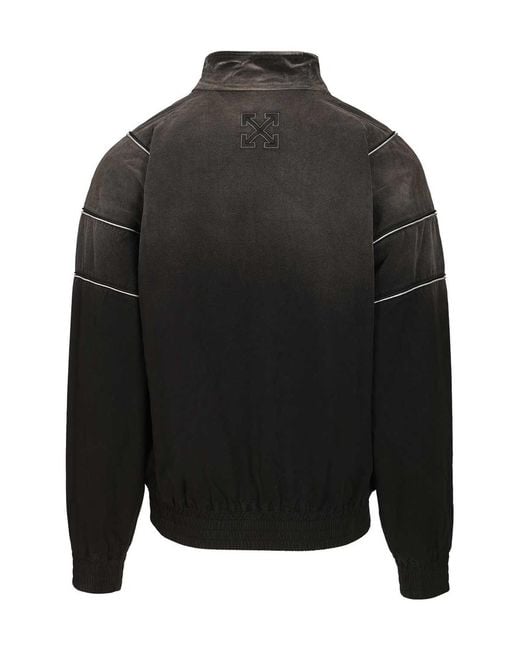 Off-White c/o Virgil Abloh Black Logo Embroidered Zip-Up Jacket for men