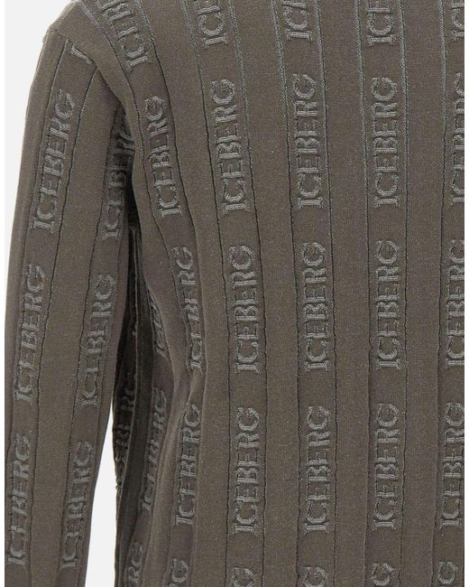 Iceberg Gray All-Over Logo Knitted Sweater for men