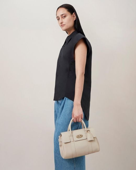 Mulberry White Bayswater Foldover Top Small Tote Bag